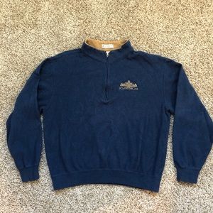 PETER MILLAR Boys PERTH 1/4 Zip Pullover Size M (8-10) Solid Blue